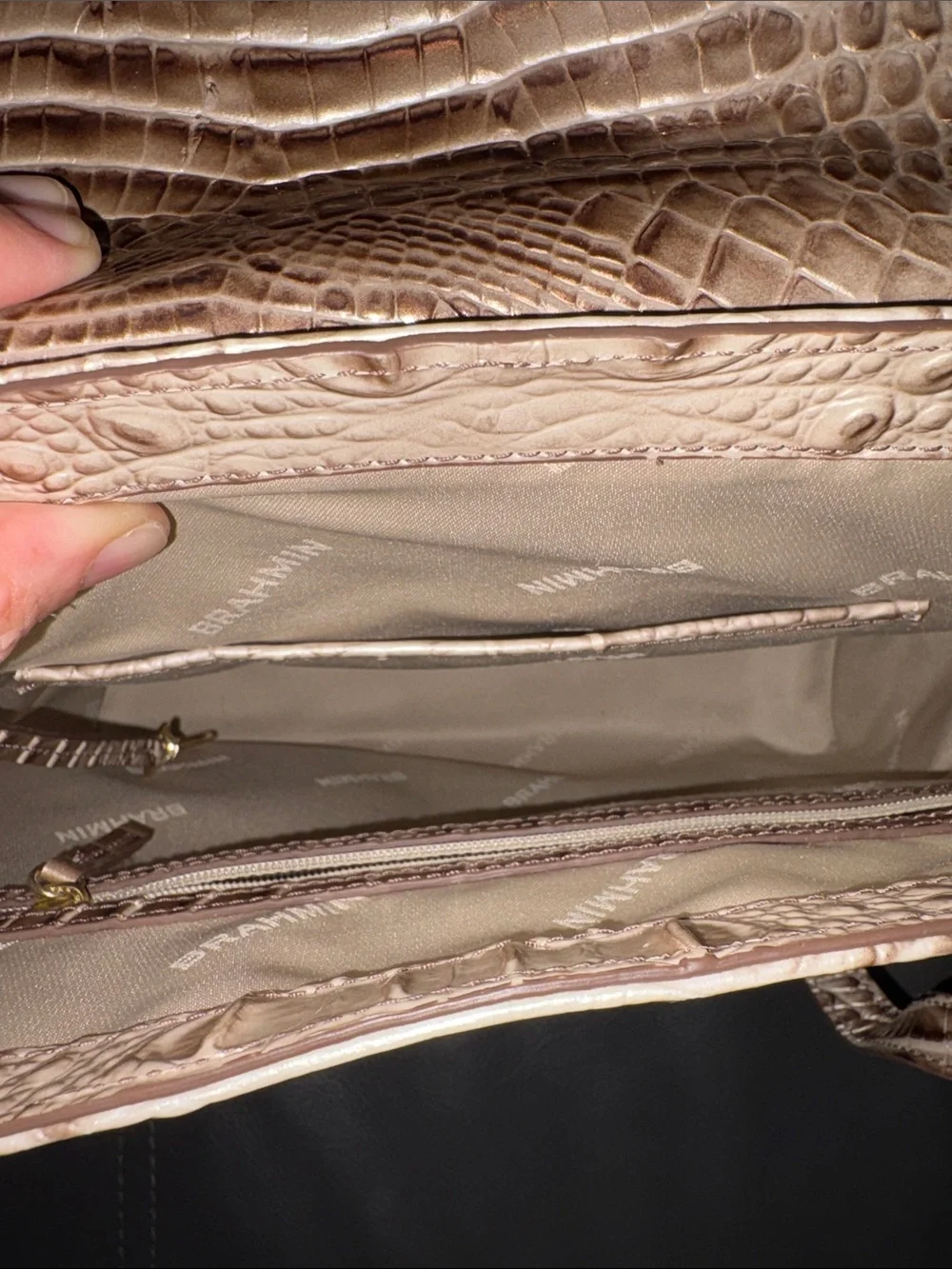 Brahmin Metallic Croc-Embossed Women’s Backpack Tote - Gold